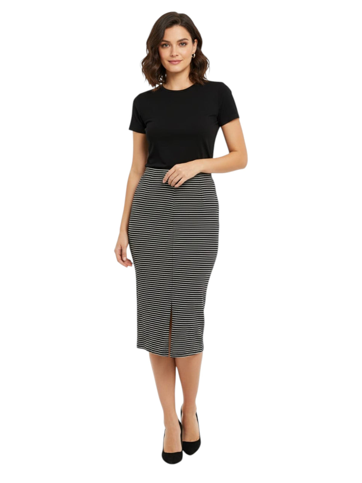Image for Women's Striped Skirt,Black/White