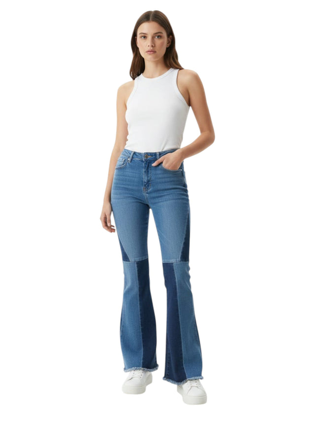 Image for Women's Colorblocked Jeans,Light Blue