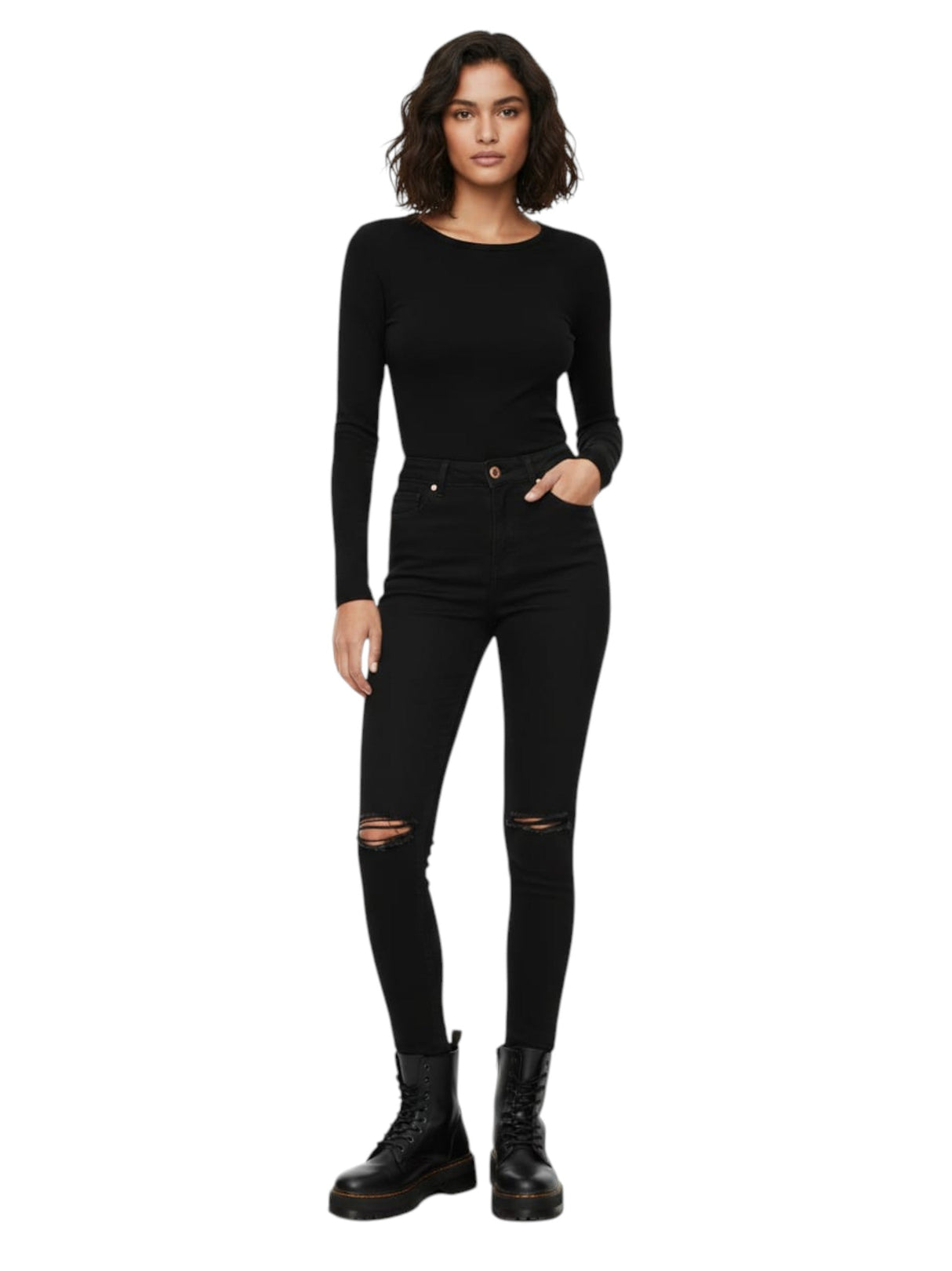 Image for Women's Ripped Jeans,Black