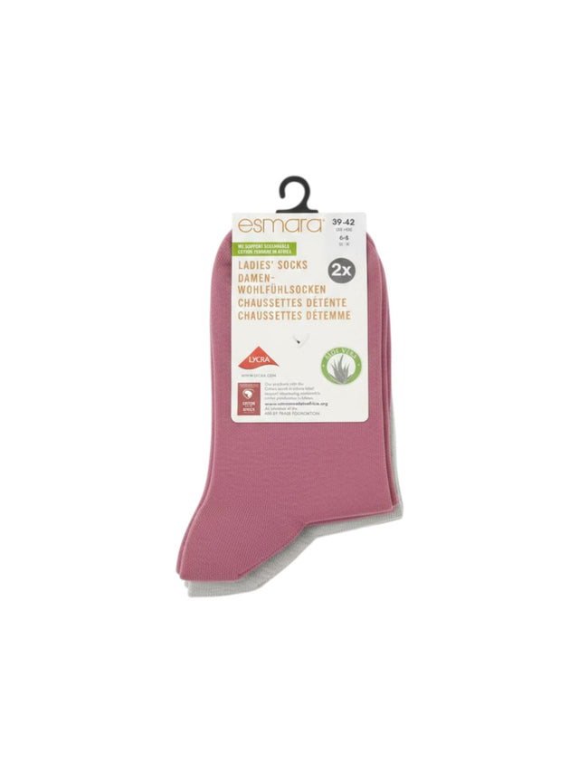 Image for Women's Plain Solid Socks Set 2Pieces,Pink/Grey