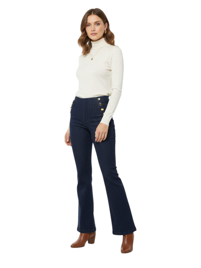 Image for Women's Plain Solid Jeans,Navy