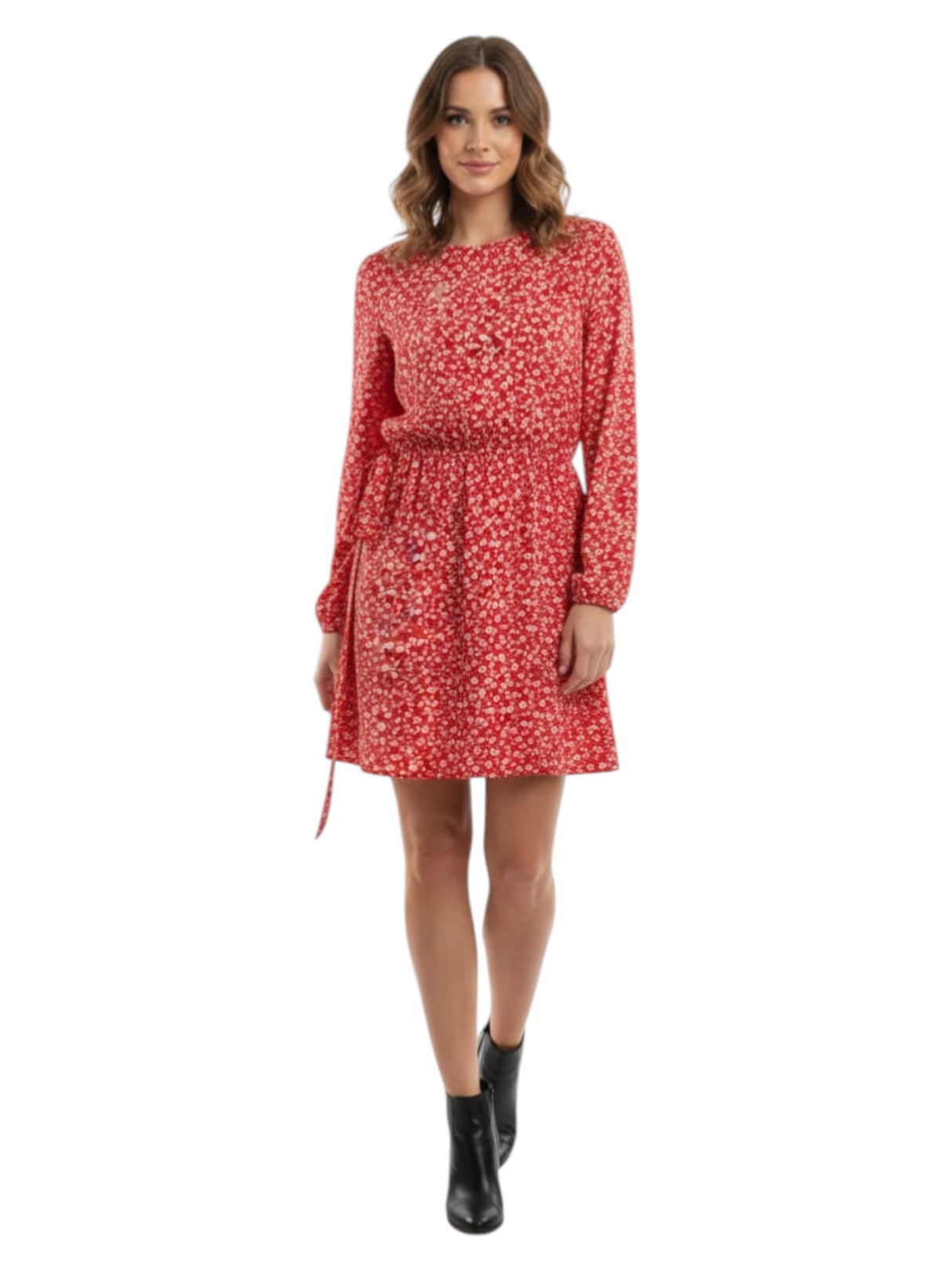 Image for Women's Floral Printed Dress,Red