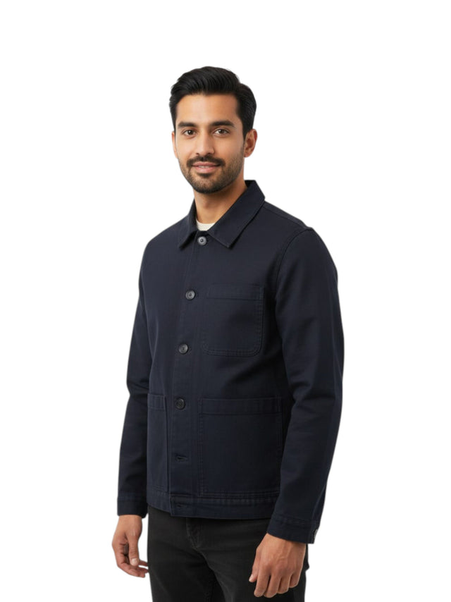 Image for Men's Plain Solid Jacket,Navy
