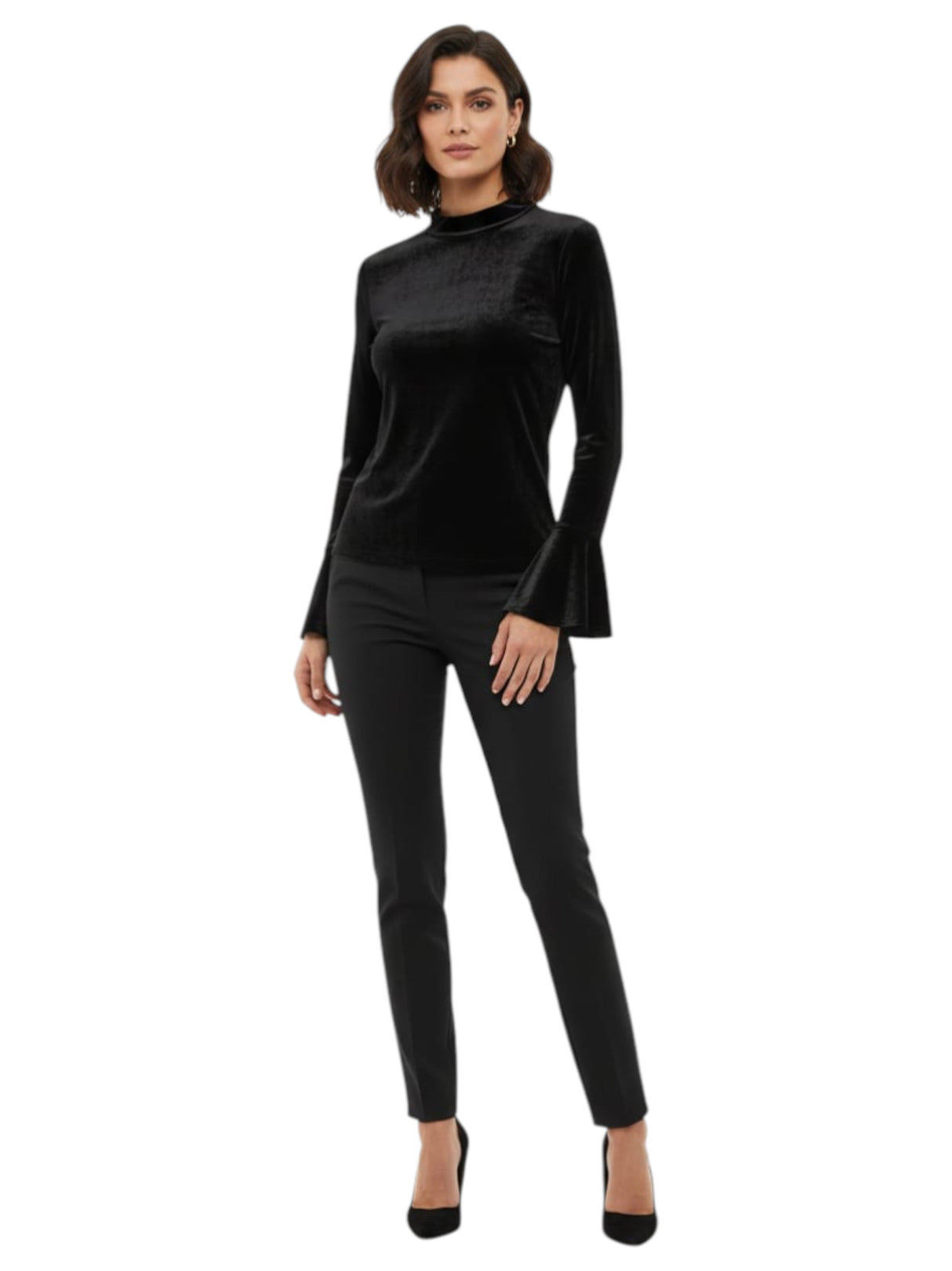Image for Women's Plain Velvet Top Open Back,Black