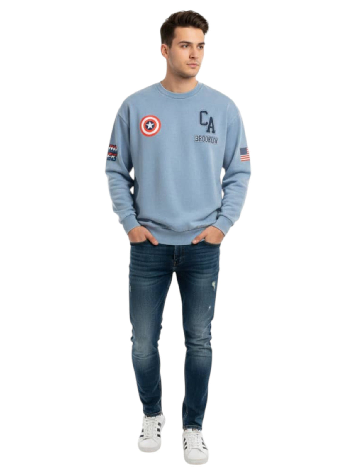 Image for Men's Printed Sweaters,Light Blue