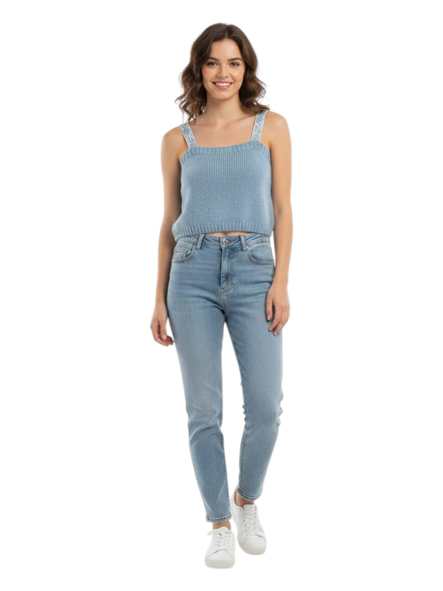 Image for Women's Knitted Top,Light Blue