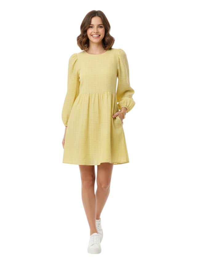 Image for Women's Plain Solid Dress Open Back,Yellow