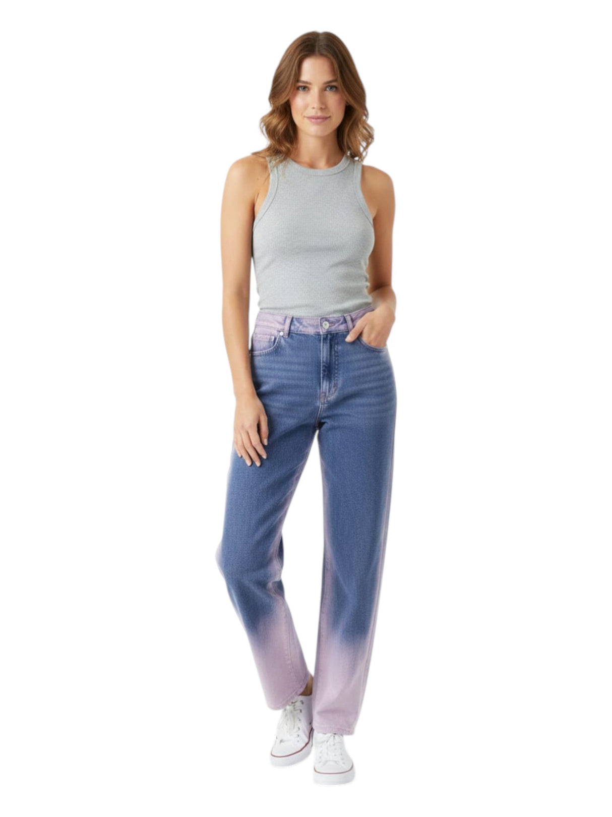 Image for Women's Colorblocked Jeans,Blue/Purple