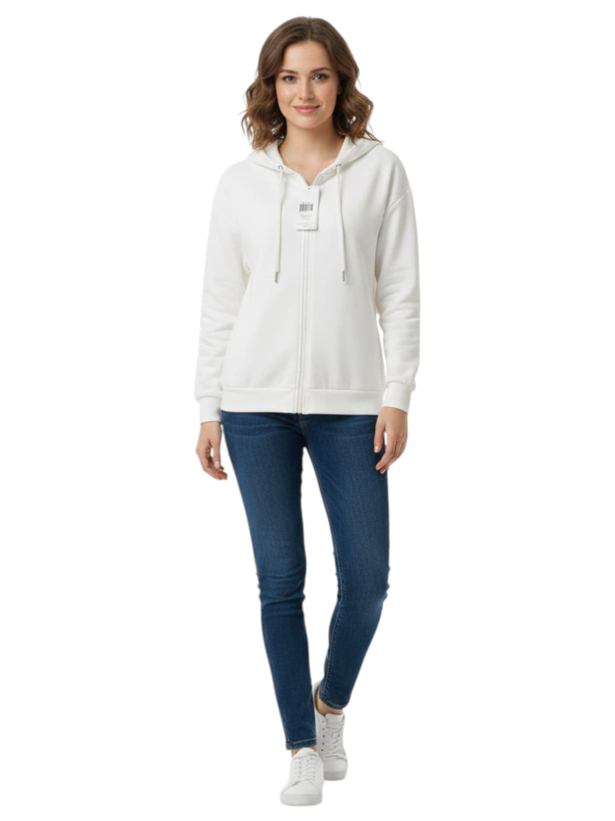 Image for Women's Plain Solid Hoodie,White