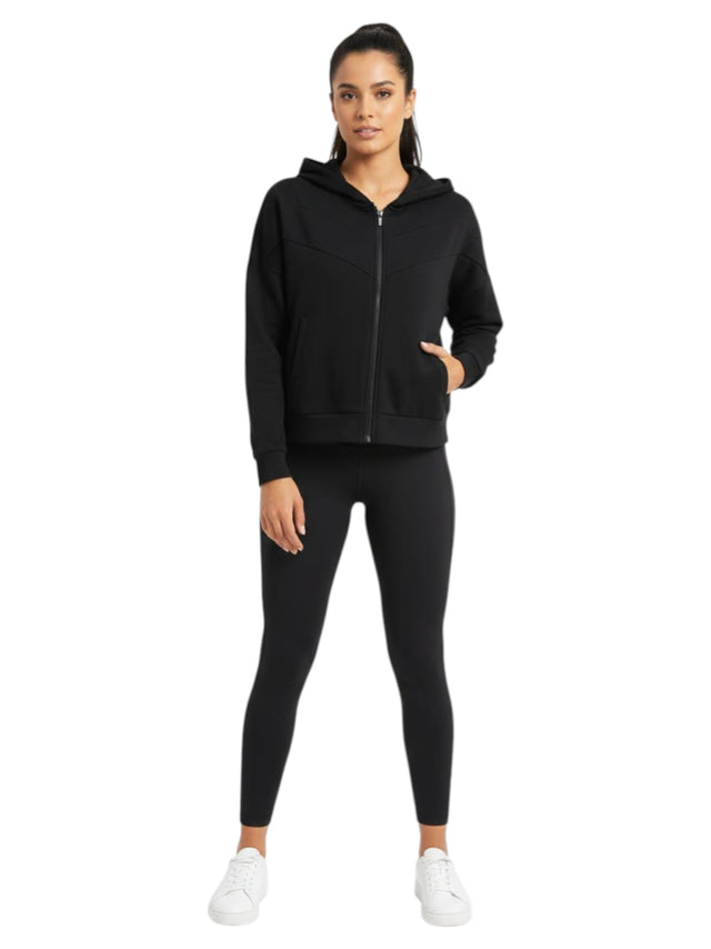 Image for Women's Plain Solid Hoodie,Black