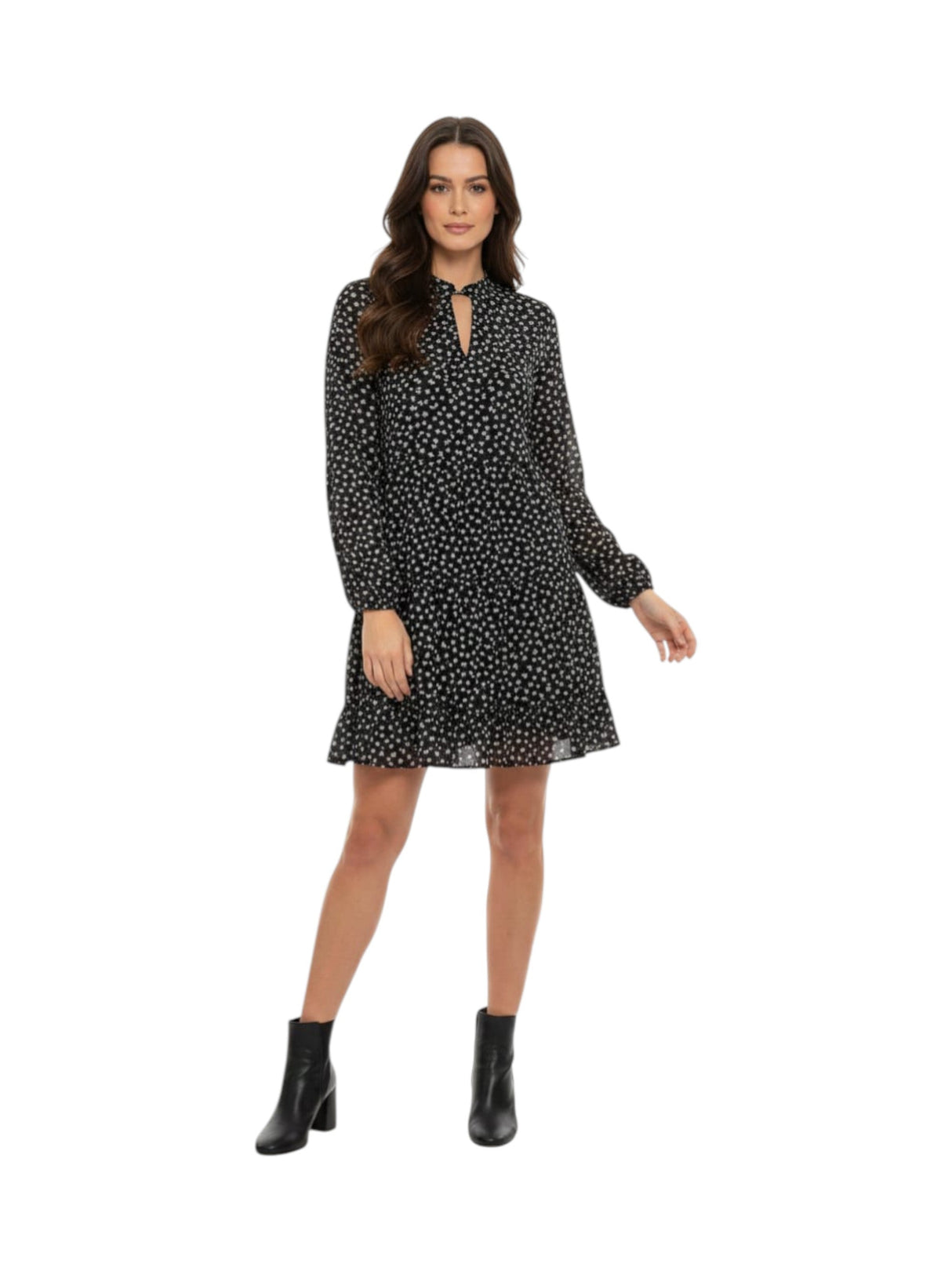 Image for Women's Floral Printed Dress,Black