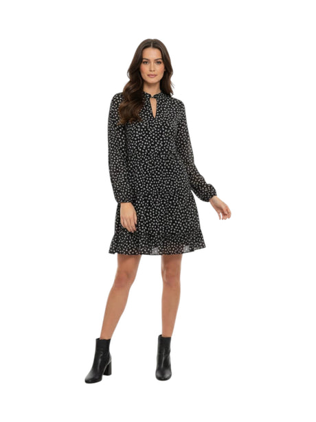 Image for Women's Floral Printed Dress,Black