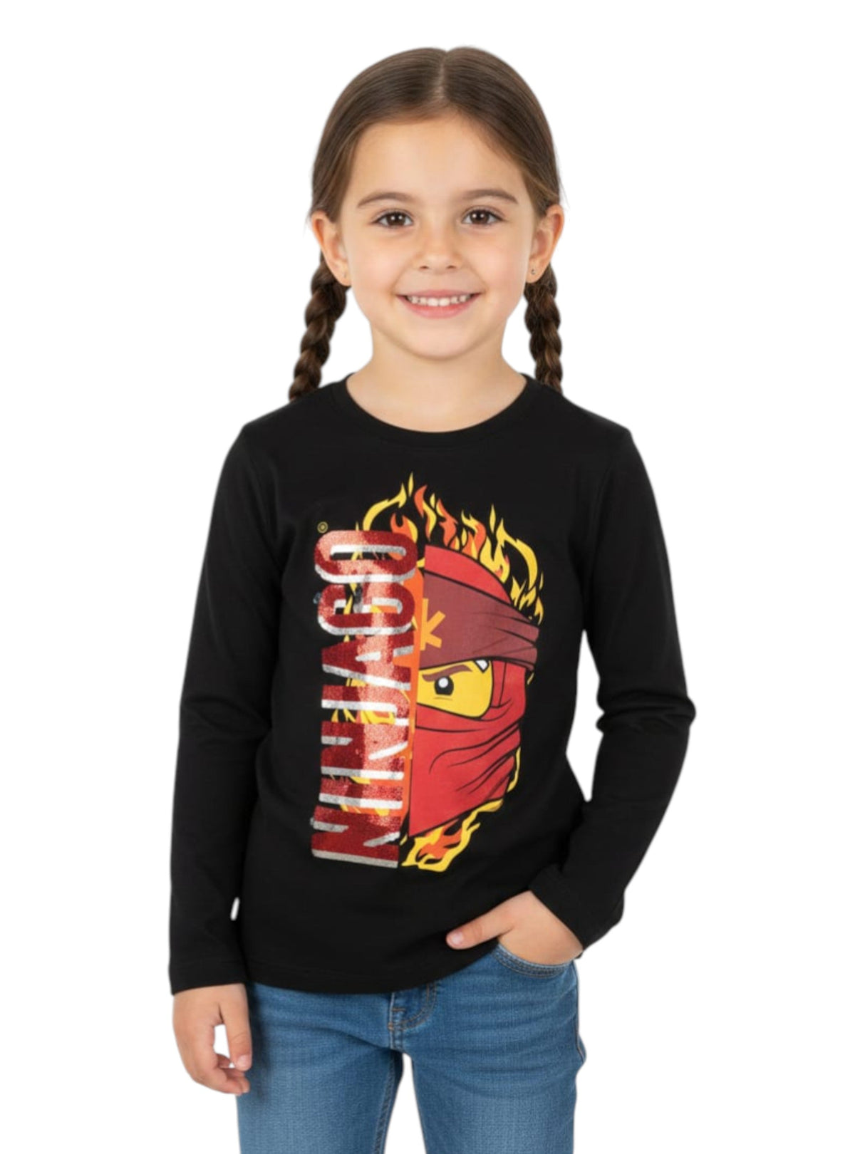 Image for Kids Girl's Graphic Printed Top,Black