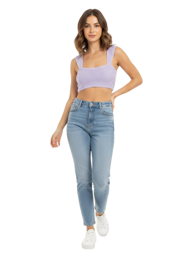 Image for Women's Ribbed Crop Top,Purple