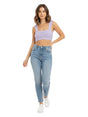 Image for Women's Ribbed Crop Top,Purple