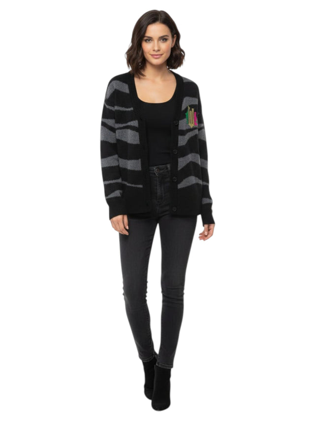 Image for Women's Colorblocked Cardigan,Black/Grey