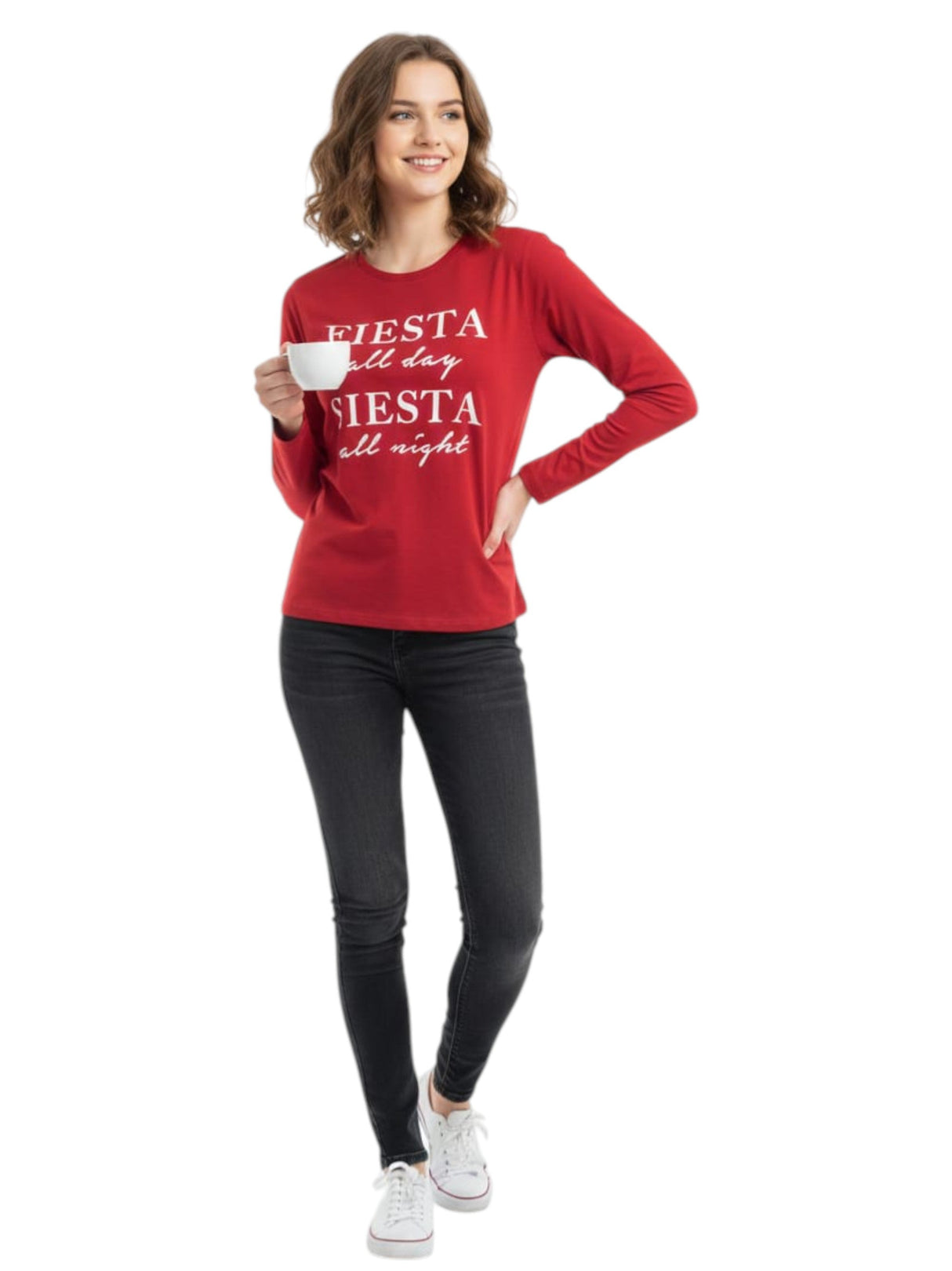 Image for Women's Printed Casual Top,Red