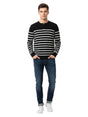 Image for Men's Striped Sweaters,Black/White