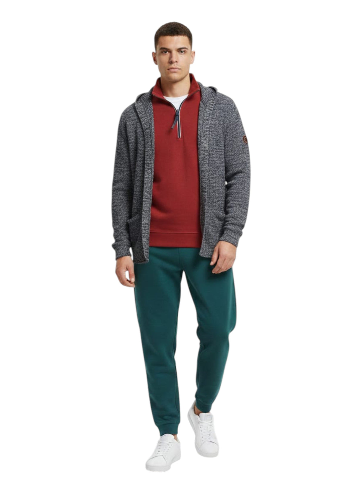 Image for Men's Knitted Cardigan,Black/Grey