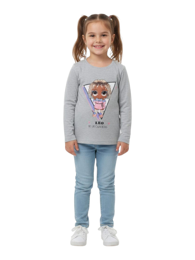 Image for Kids Girl's Printed Top,Grey