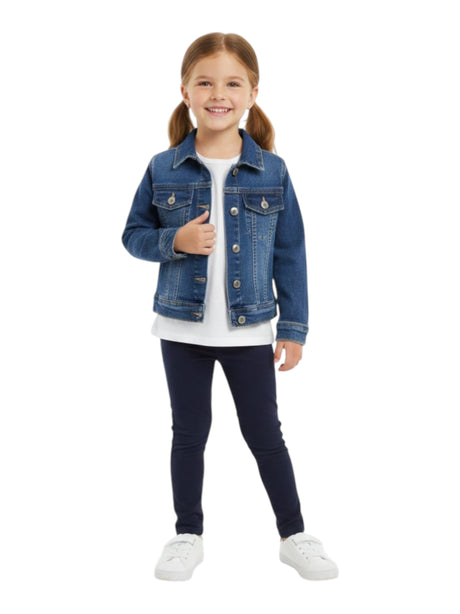 Image for Kids Girl's Washed Denim Jacket,Blue 