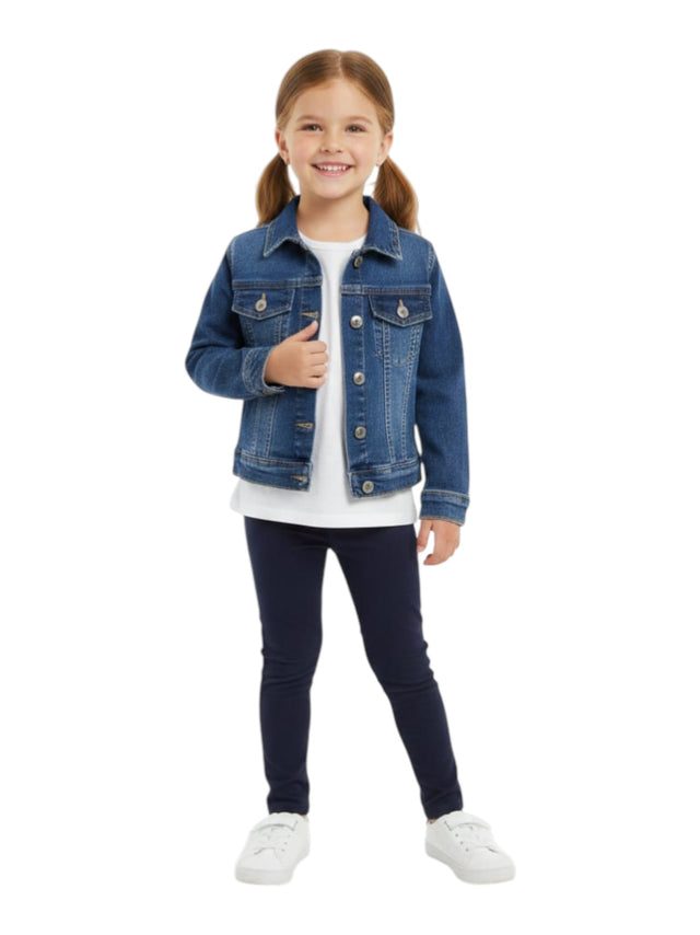 Image for Kids Girl's Washed Denim Jacket,Blue 