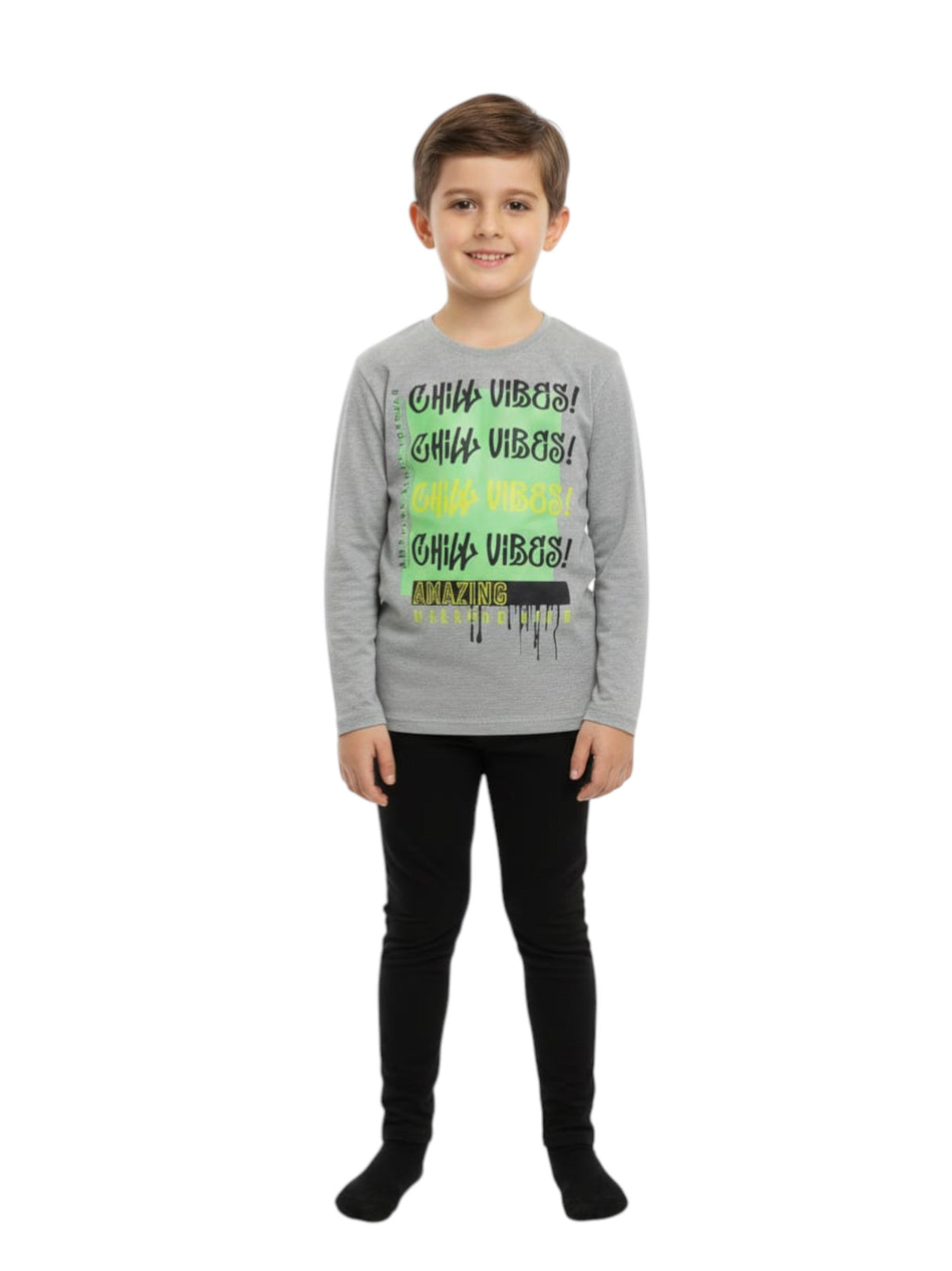 Image for Kids Boy's Printed Pajama Set,Grey