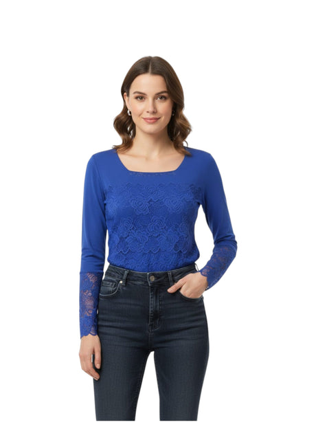 Image for Women's Printed Lace Top,Blue