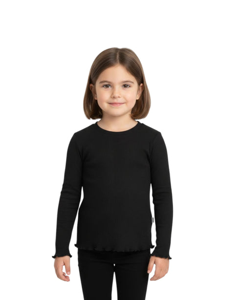 Image for Kids Girl's Ribbed Top,Black