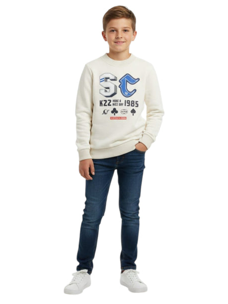 Image for Kids Boy's Printed Sweaters,Light Beige