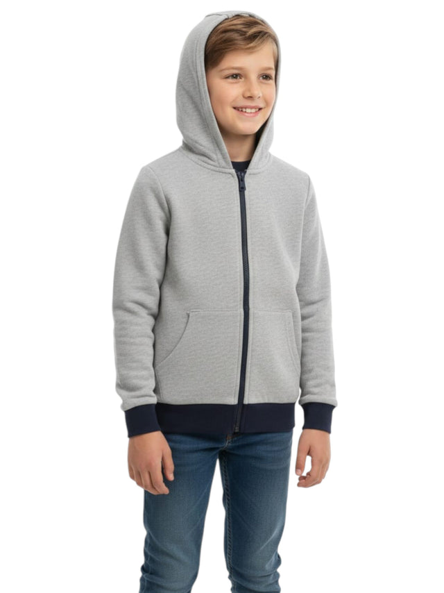 Image for Kids Boy's Plain Solid Hoodie,Light Grey