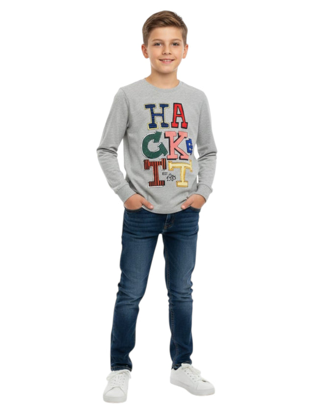 Image for Kids Boy's Brand Logo Printed Top, Light Grey