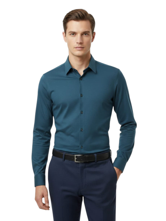 Image for Men's Plain Solid Dress Shirt,Navy