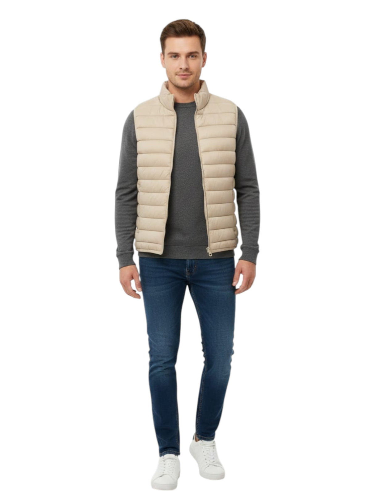 Image for Men's Quilted Vest,Beige