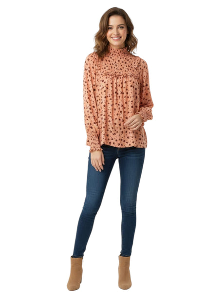 Image for Women's Floral Printed Top,Coral 
