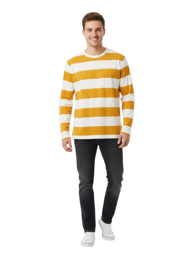 Image for Men's Striped Top,Light Beige/Yellow