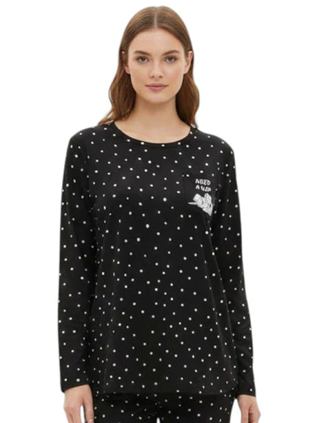 Image for Women's Printed Sleepwear Top,Black