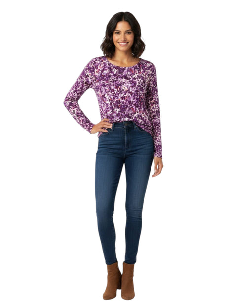 Image for Women's Printed Top,Dark Purple