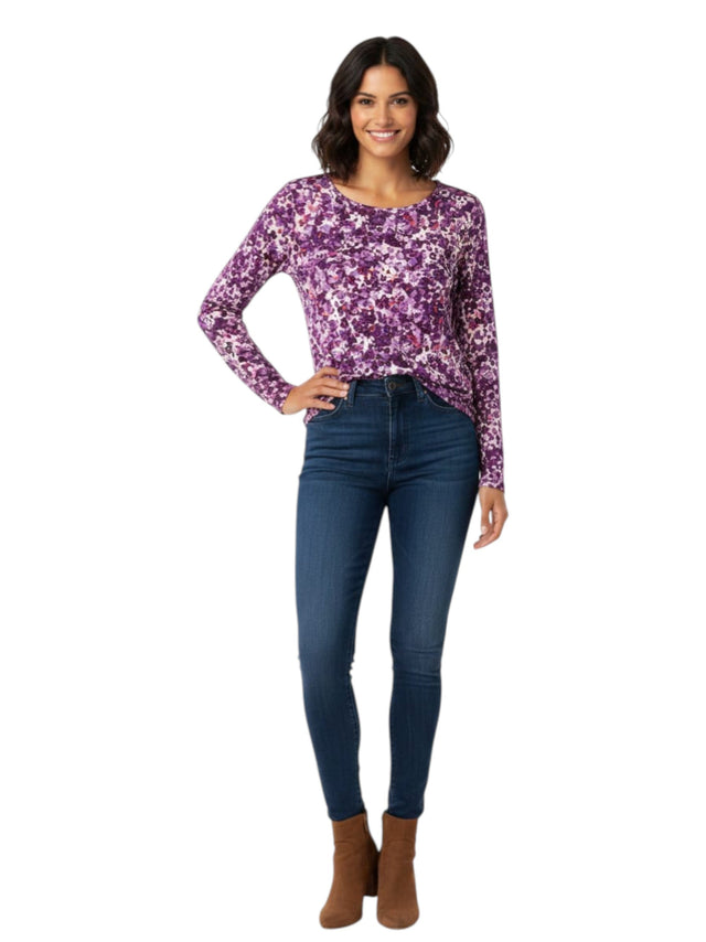 Image for Women's Printed Top,Dark Purple