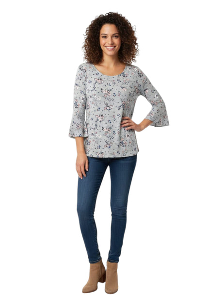 Image for Women's Floral Printed Top,Grey