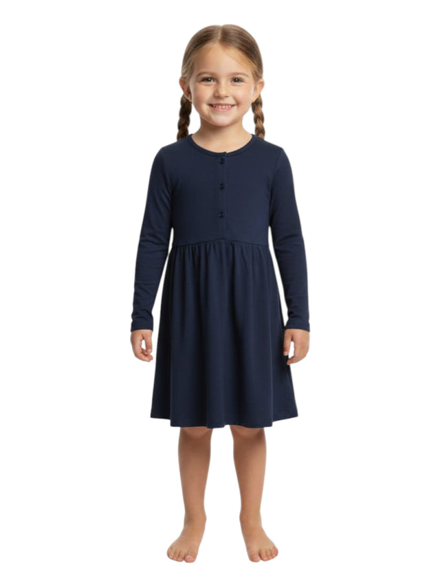Image for Kids Girl's Plain Solid Dress,Navy