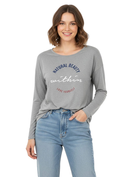 Image for Women's Printed top,Grey