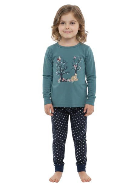 Image for Kids Girl's Printed Pajama Set,Light Navy 