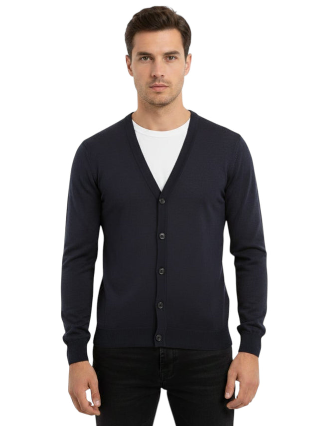 Image for Men's Plain Solid Cardigan,Navy