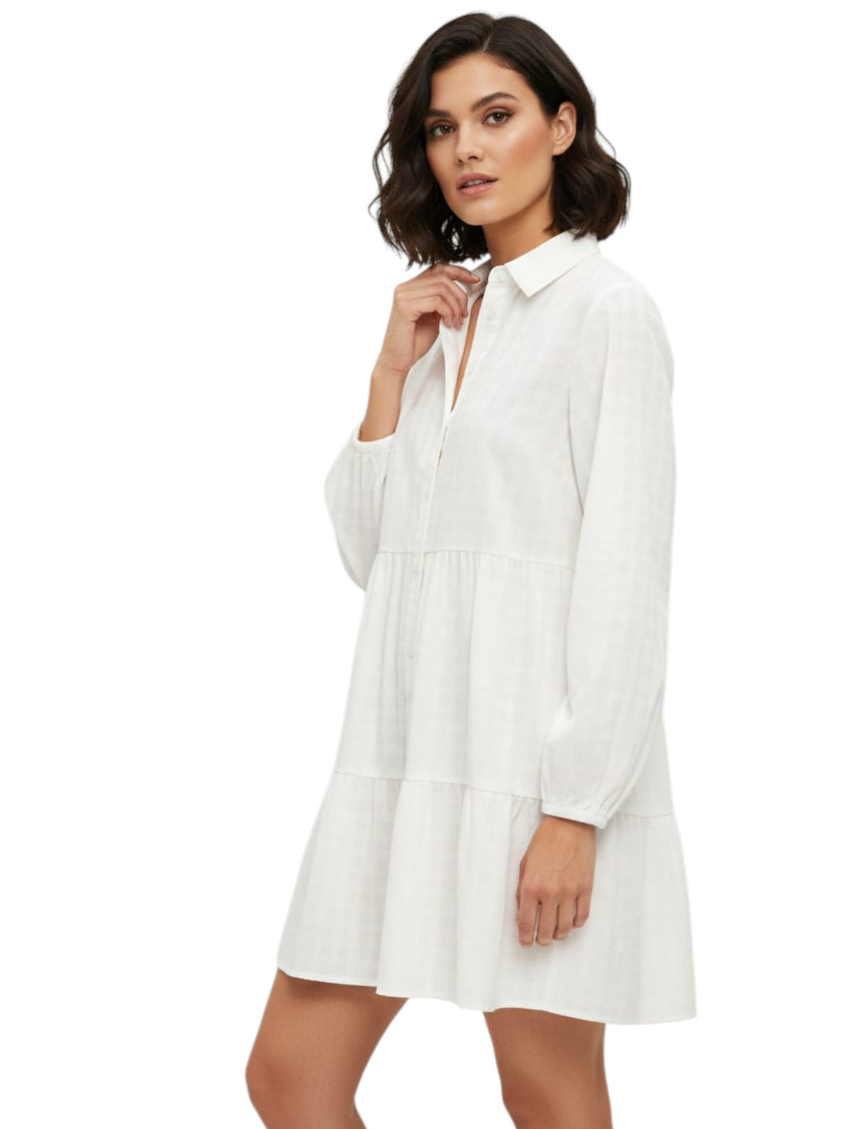 Image for Women's Plaid Dress,Light Yellow/White