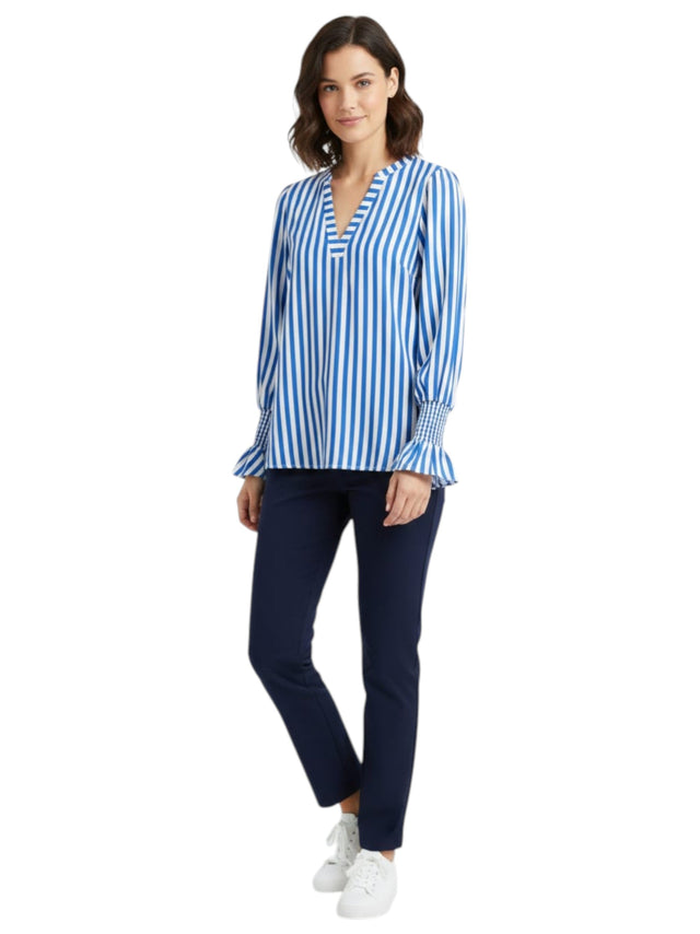 Image for Women's Striped Top,Blue/White 