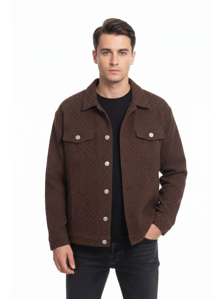 Image for Men's Textured Jacket,Brown 