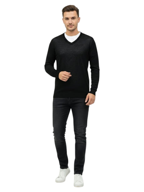 Image for Men's Plain Solid Sweaters,Black