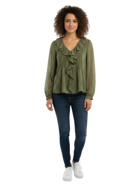 Image for Women's Printed Top,Olive 