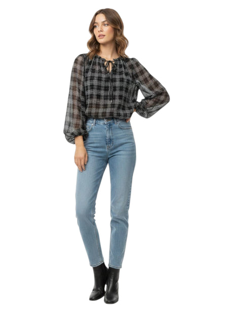 Image for Women's Printed Top,Black/White